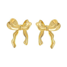 (2.5 cmx2 cmx1.4 cm,Gold)Bow Earrings for Women Fashionable Lady Studs for Celebration Travel Banquet Silver New Arrival