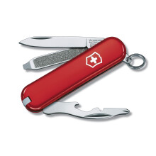 Rally Swiss Army Knife, Compact, 9 Functions, Swiss Made Pocket Knife with Magnetic Phillips Screwdriver, Bottle Opener and Key Ring - Red