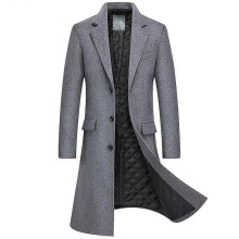 (2XL,Gray)Cloudstyle Men's Classic Solid Color Long Woolen Coat