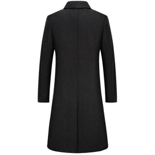 (XL,Black)Cloudstyle Men's Classic Solid Color Long Woolen Coat 1