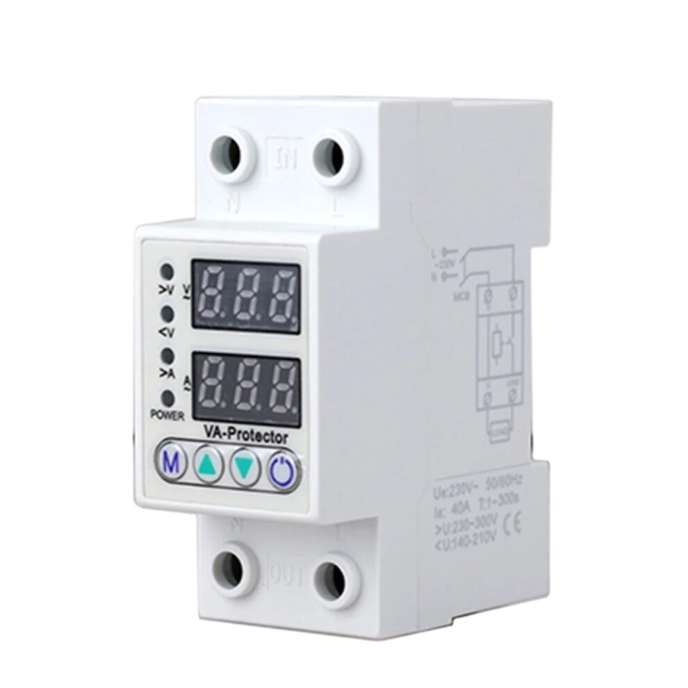 220V 40/63A Set Voltage Relay Over Current Protection Limit Undervoltage Protection Din Rail Ammeter Voltmeter(40A) Ref: 7926 9365049355667