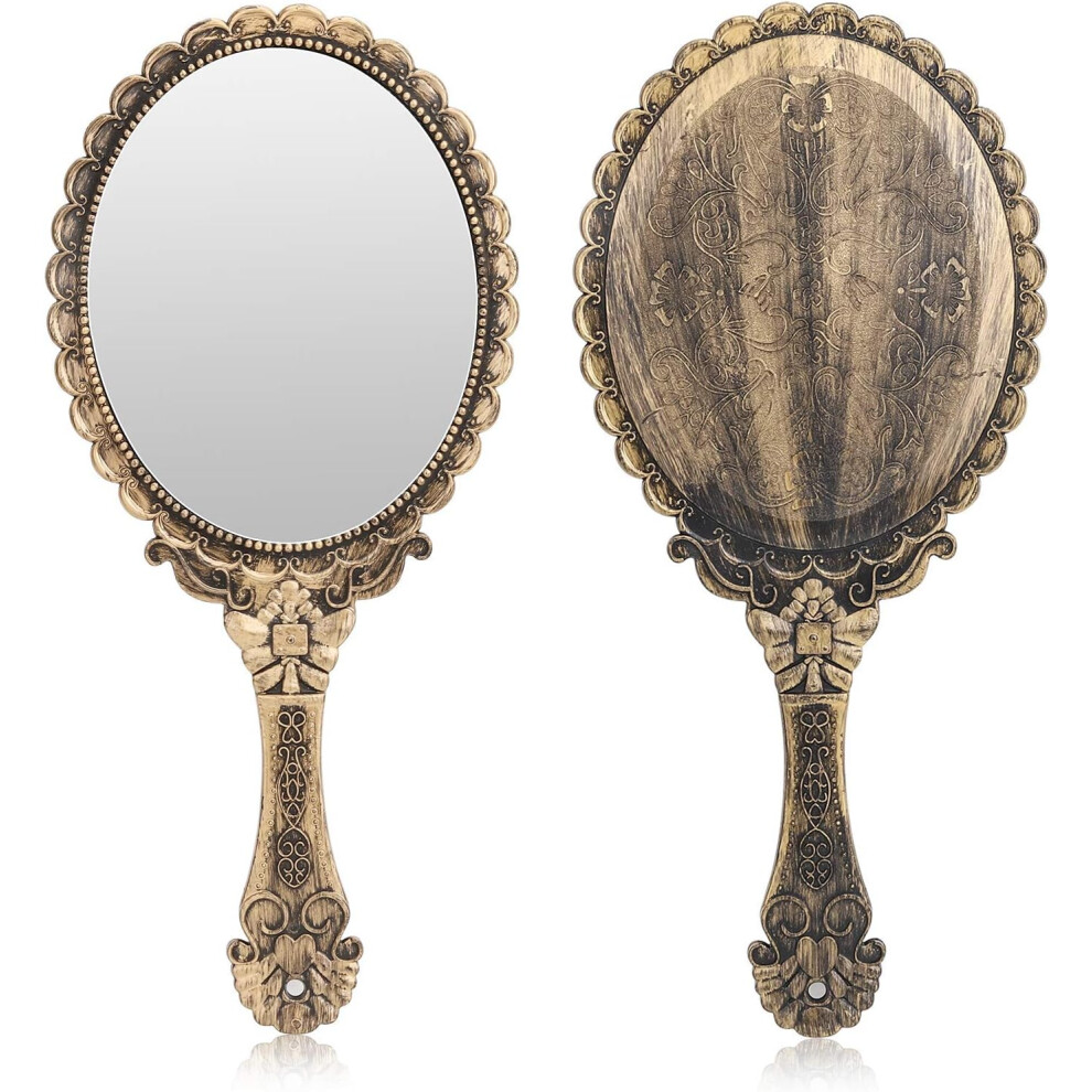 Vintage Handheld Mirror, High-Quality Reflection in a Clear Plastic Frame, Compact Decorative Mirror with Exquisite Design for Various Occasions Inclu