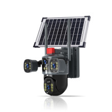 Triple-Lens Solar 360 Dome Camera, Solar Security Cameras Wireless Outdoor, 4G Signal, No WiFi Required, Color Night Vision