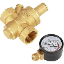 Brass Water Pressure Reducer, Dn20 Brass Adjustable Water Pressure Regulator Reducer with GaugeZZ18