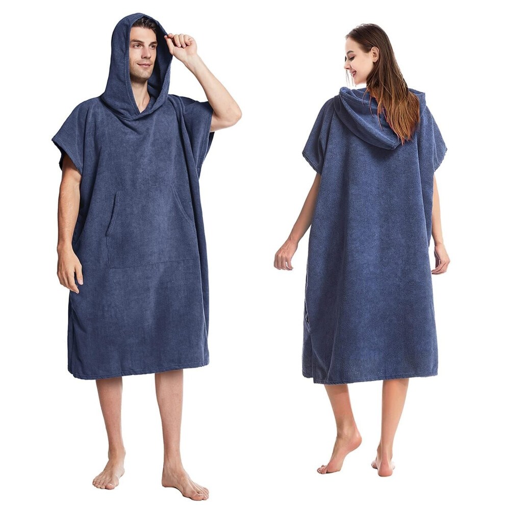 Bath Poncho, QuickDrying Changing Towel with Pocket and Hood (Navy)