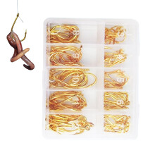 Fishing Hooks for Freshwater Fishing 100 Pieces Strong Sea Fish Hooks Christmas Easter Thank You for Fishermen and Beginners gold colored Ref: 3480