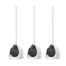3 Pack Toilet Plunger with Holder, Unique Plunger with All-Angle Design, Plungers for Bathroom with Holder, Toilet Plunger-White