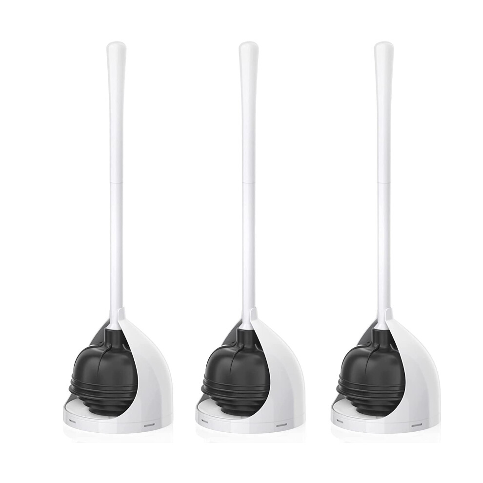3 Pack Toilet Plunger With Holder, Unique Plunger With All-Angle Design, Plungers For Bathroom With Holder, Toilet Plunger-White 9189345681981