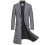 (M,Gray)Cloudstyle Men's Classic Solid Color Long Woolen Coat 1
