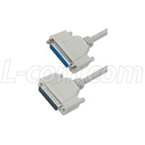 Computer Cable, D Sub 25 Position Plug, D Sub 25 Position Receptacle, 5 ft, 1.52 m, Grey