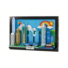 Cartolina dello skyline di Shenzhen, micro blocchi da costruzione fai-da-te, ornamento da appendere