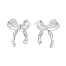(2.5 cmx2 cmx1.4 cm,Silver)Bow Earrings for Women Fashionable Lady Studs for Celebration Travel Banquet Silver New Arrival