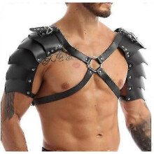Harness Mens Steampunk Gothic Pu Leather Double Shoulder Armors Buckles Body Chest Harness Belt for Party Cosplay Halloween New Arrival