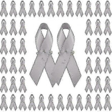 (grey)200pcs Ribbon With Safety Pins, Cancer Awareness Pins Ribbon Brooch For Party Event Supplies Clothing Decoration New Arrival
