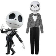 (kid, S 105-115cm) High Quality Jack Skellington Cosplay Costume Pumpkin King Suit Halloween Fancy Dress Carnival Costume For Adults Children!zz42