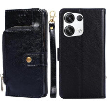 (Black)For OPPO Reno8 Pro+ 5G Zipper Bag PU + TPU Horizontal Flip Leather Phone Case