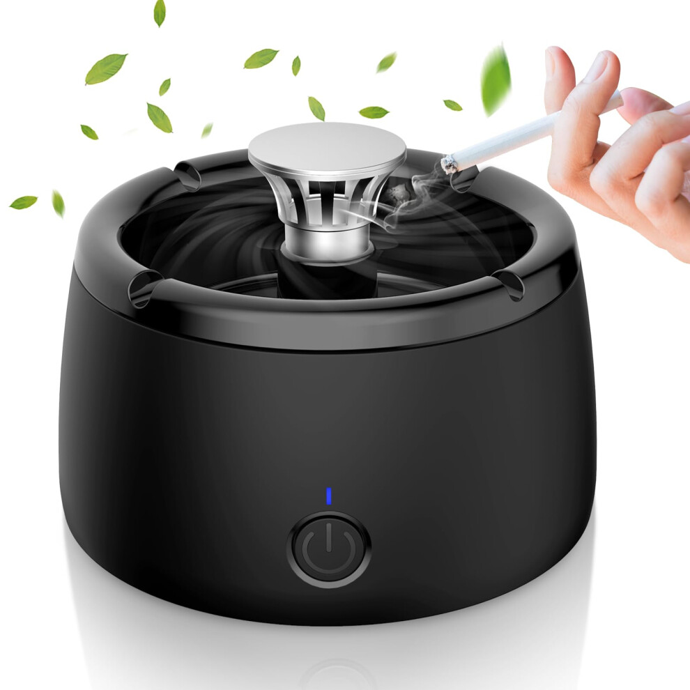 Smokeless Ashtray Indoor/Smokeless Ashtray for, Rechargeable Smokeless Ashtrays for Home Office, Father Day Gifts Ideas (Black1)