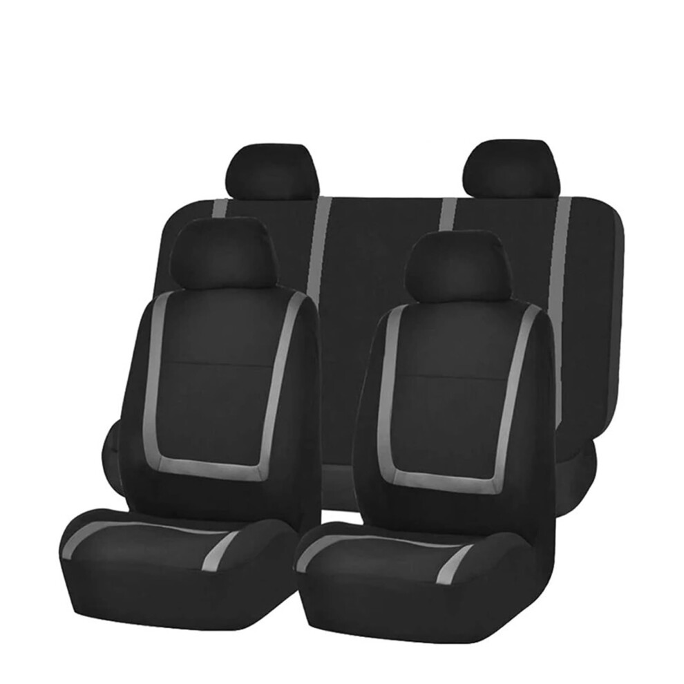 Universal Car Seat Covers Full Set With Detachable Headrests Breathable Allseason Protector Gray 9365049357890