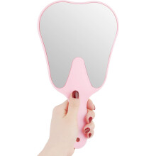 Miroir en forme de dent avec fonction grossissante, réflexion claire grâce à sa surface plane, miroir en plastique avec manche dentaire pour usage