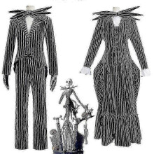 (Male, L 125-135cm) High Quality Jack Skellington Cosplay Costume Pumpkin King Suit Halloween Fancy Dress Carnival Costume For Adults Children!zz42