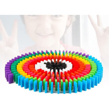Holzspielzeug-Set mit 200 Bausteinen, Domino-Set für Kinder, umweltfreundliches Holzbaustein-Puzzle