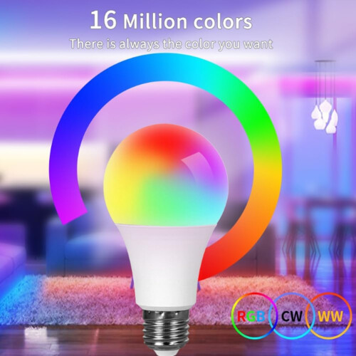Smart Home Decor Lighting E27 Base Smart LED Bulb 220240V 15W Dimmable WiFi Bluetooth Voice Controlled 2