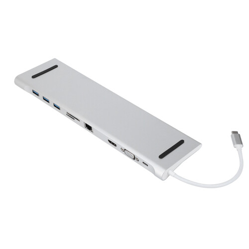 Κόμβος C από κράμα αλουμινίου 10 σε 1 USB, σταθμός σύνδεσης φορητού υπολογιστή με 2