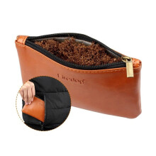 Soft and Flexible  Leather Smoking Pipe Pouch Case Bag. Zippered BlackBrown Pouch