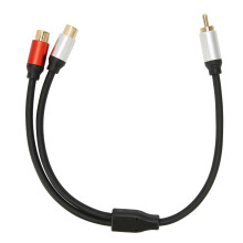 Cabo divisor de áudio em Y para entusiastas de Hi-Fi, 1 RCA macho para 2 RCA fêmea com blindagem trançada de cobre e blindagem de folha de