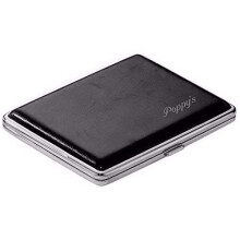 Black Leather Cigarette Case Engraved Free Ships from