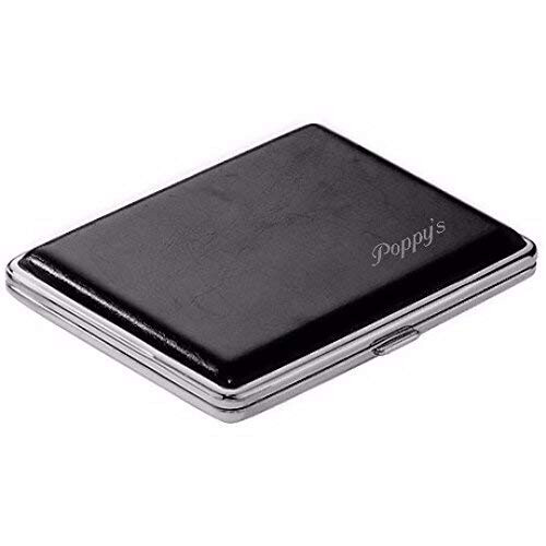 Black Leather Cigarette Case Engraved Free  Ships from