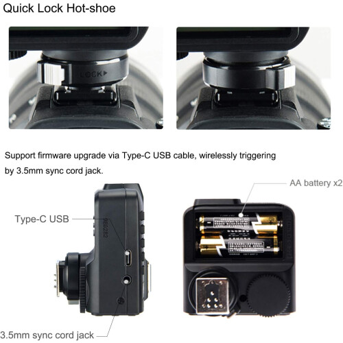 X2T-C TTL Wireless Flash Trigger for Canon, Support 1/8000s HSS Function, 5 Dedicated Group Button and 3 Function Button for Quick Setting 2