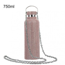 (750ML, Rose Gold) 350ml/500ml/750ml Insulated Bottle Rhinestone Inlaid Thermal Insulation Stainless Steel Kids Insulated Water Cup For Travel