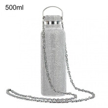 (500ML, Silver) 350ml/500ml/750ml Insulated Bottle Rhinestone Inlaid Thermal Insulation Stainless Steel Kids Insulated Water Cup For Travel