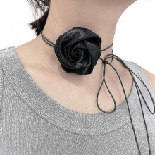 (Black) Fashion Rose Flower Choker Necklace Neckband Clavicle Chain Necklace Jewelry