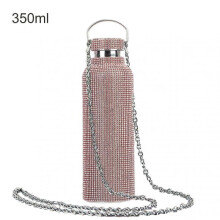 (350ml, Rose Gold) 350ml/500ml/750ml Insulated Bottle Rhinestone Inlaid Thermal Insulation Stainless Steel Kids Insulated Water Cup For Travel