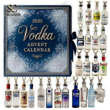 2025 Wodka-Wein-Adventskalender-Überraschungsbox-Weihnachtsbaumschmuck-Acryl-Anhänger