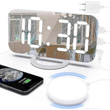 Lauter Wecker mit Bettvibrator für Tiefschläfer, dualer Vibrationswecker mit USB-Ladegerät für Hörgeschädigte und Gehörlose Boris 25-