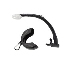 Flexible silicone snorkel to roll up, swimming, snorkel with hanging buckles, diving, snorkel, diving accessories black