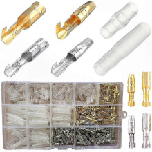 3,9-mm-Messing-Steckverbinder-Set – 400 Stück Stecker und Buchsen mit Isolierhülsen für Motorrad-Elektrik