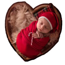 born Photography Wraps Christmas Outfit Photoshoot Girl Boy Xmas Baby photo Props Elf Santa Hat Plaid 4 PCS (Red)