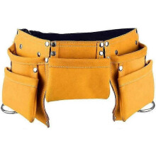 Werkzeuggürtel aus Leder für Kinder, Werkzeuggürtel aus Leder für Kinder, Werkzeugschürze, Tasche für Kinder (Gelb)