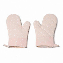 Hitzebeständige Ofenhandschuhe aus Baumwolle, rutschfeste Backhandschuhe, Topflappen für Küche, Grill und Mikrowelle (1 Paar, Rosa)