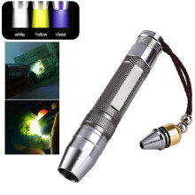 365 nm LED-Taschenlampe, weißes bis gelbes UV-Licht, geeignet für Jade-Schmuck, Edelsteine, Bernstein, Silber (1 Stück)