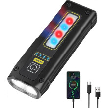 Mini-LED-Taschenlampe, USB-wiederaufladbar, superhell, leicht, Notfalllampe, 1200 mAh, 4 Leuchtmodi