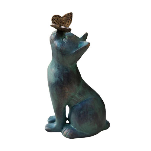 Katzenstatue, Gartendekoration, blaue Harzfigur, Geschenk