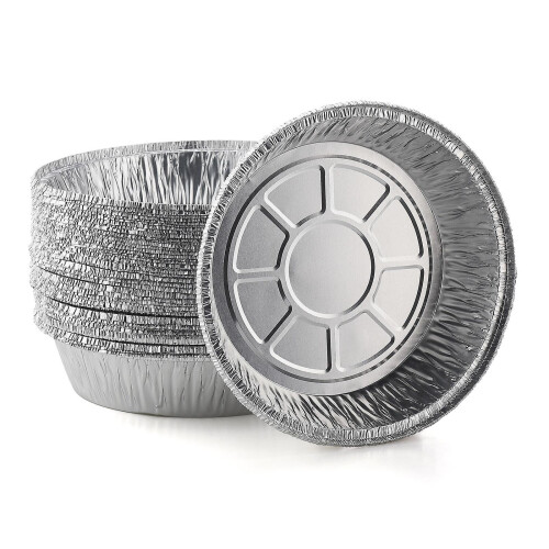Formas descartáveis premium de alumínio de 17,3 cm (6,8 polegadas); formas redondas de alumínio para assar tortas deliciosas, com massa croc 1
