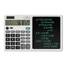 Schreibtablett mit Stift, 12-stellig, wissenschaftlicher Desktop-Rechner, Zeichen-, Notiz- und Löschblock, weiß