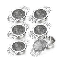 6er-Pack Teesiebe mit Tropfschale, 2,5-Zoll-Teefilter für losen Tee, Edelstahlgewebe