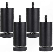Schwarze, runde Metallbeine für Möbel, höhenverstellbar 10 cm, 4er-Set für Tische, Sofas, Betten